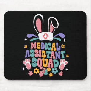 Retro Groovy Medical Istant Squad Bunny Ear Flower Mouse Mat