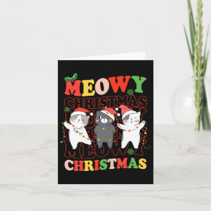 Retro Groovy Meowy Catmas Cats Christmas Lights Sa Card