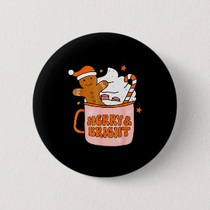 Retro Groovy Merry And Bright Gingerbread Christma 6 Cm Round Badge