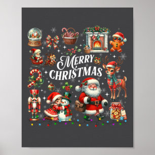 Retro Groovy Merry Christmas Christmas Vibes Ugly  Poster
