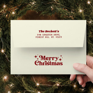 Retro Groovy Merry Christmas Holiday Envelope