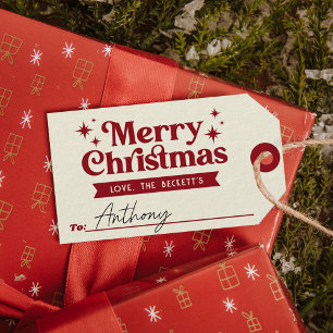 Retro Groovy Merry Christmas Holiday Gift Tags