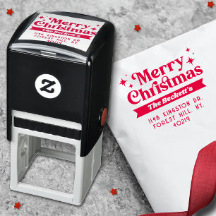 Retro Groovy Merry Christmas Holiday Self-inking Stamp