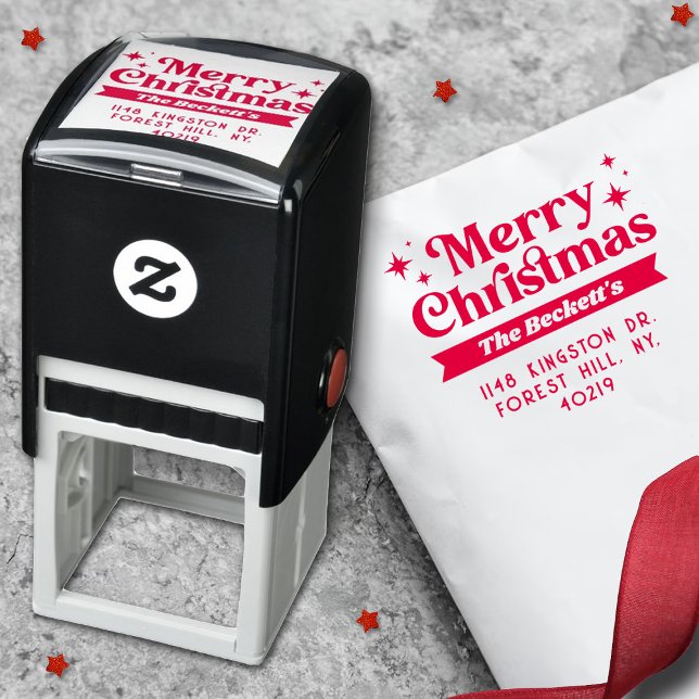 Retro Groovy Merry Christmas Holiday Self-inking Stamp (Creator Uploaded)
