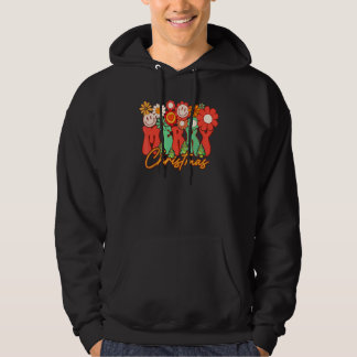 Retro Groovy Merry Christmas Jolly Cute Xmas Famil Hoodie