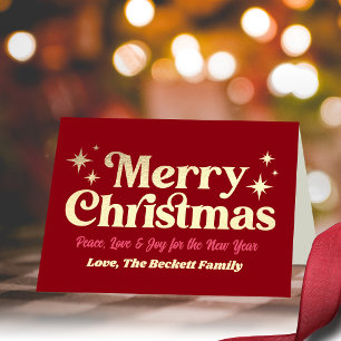 Retro Groovy Merry Christmas Photo Holiday Card