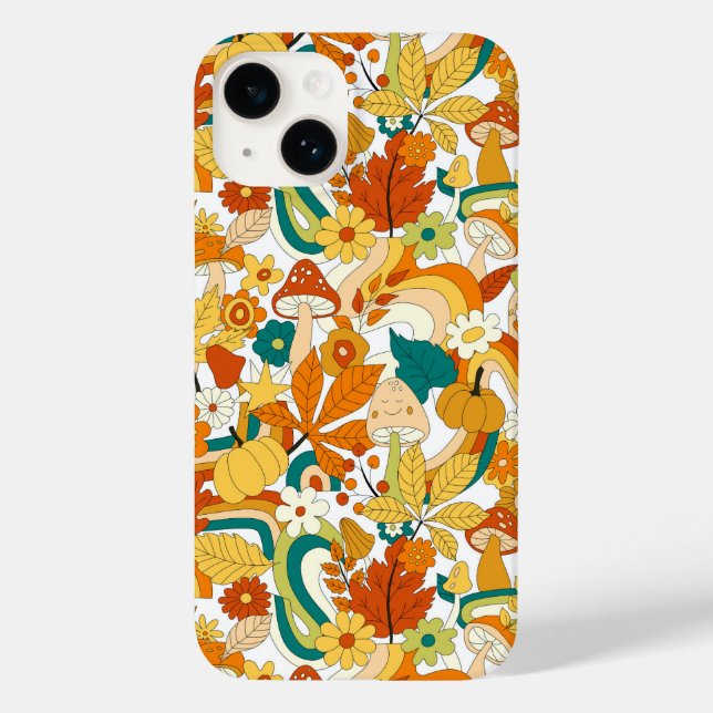 Retro Groovy Mushroom Flower Pattern Case-Mate iPhone Case (Back)