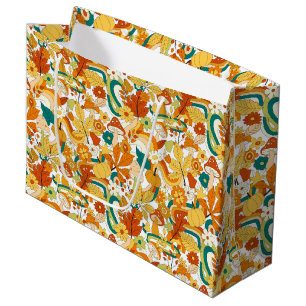 Retro Groovy Mushroom Flower Pattern Large Gift Bag