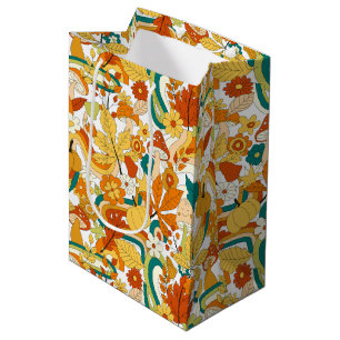Retro Groovy Mushroom Flower Pattern Medium Gift Bag
