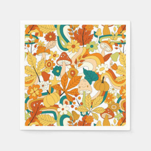 Retro Groovy Mushroom Flower Pattern Napkin