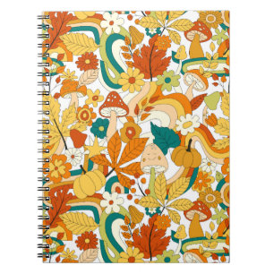 Retro Groovy Mushroom Flower Pattern Notebook
