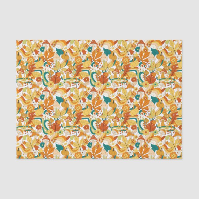 Retro Groovy Mushroom Flower Pattern Tissue Paper (Front)