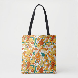 Retro Groovy Mushroom Flower Pattern Tote Bag