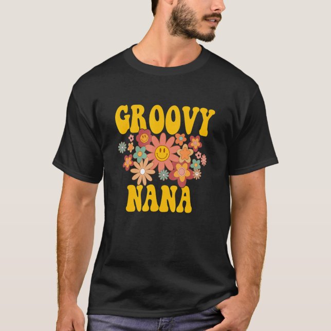 Retro Groovy Nana Matching Family 1st Birthday Par T-Shirt (Front)