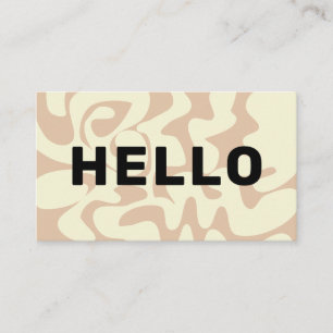Retro Groovy Neutral Beige Stone Black Hello Business Card