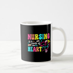 Retro Groovy Nursing Is A Work Of Heart Funny Nurs Coffee Mug