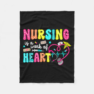Retro Groovy Nursing Is A Work Of Heart Funny Nurs Fleece Blanket