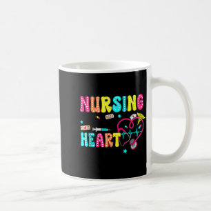 Retro Groovy Nursing Is A Work Of Heart Va Nurse L Coffee Mug