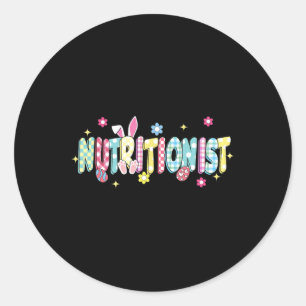 Retro Groovy Nutritionist Bunny Ear Funny Easter G Classic Round Sticker