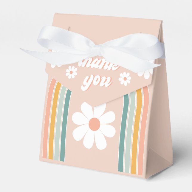 Retro Groovy One Boho First Birthday Favour Box (Front Side)