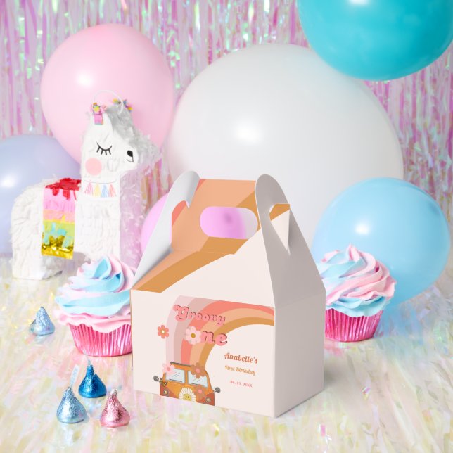 Retro Groovy one Daisy Flower Birthday Party Favour Box (Party)