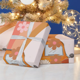 Retro Groovy one Daisy Flower Birthday Party Wrapp Wrapping Paper