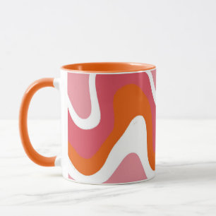 Retro Groovy Orange and Pink Wavy Mug