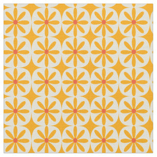 Retro Groovy Orange Flowers with Atomic starbursts Fabric