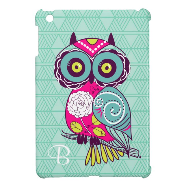 Retro Groovy Owl Teal iPad Mini Case (Back)