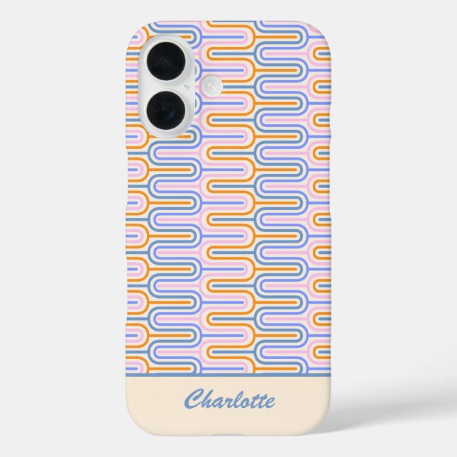 Retro Groovy Pastel Lines Pattern Personalised Case-Mate iPhone Case (Back)