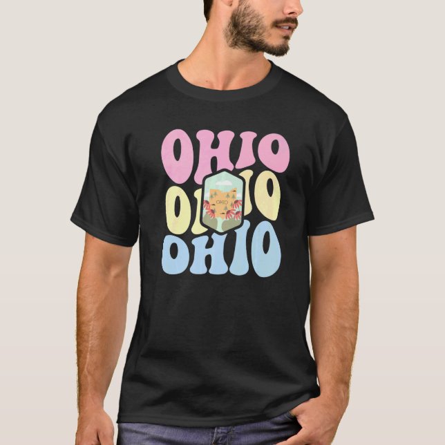 Retro Groovy Pastel Ohio State Home I Love Ohio Fl T-Shirt (Front)