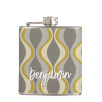 retro groovy pattern - monogram - gold taupe