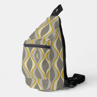 retro groovy pattern - monogram - gold taupe
