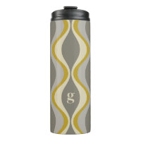 retro groovy pattern - monogram - gold taupe