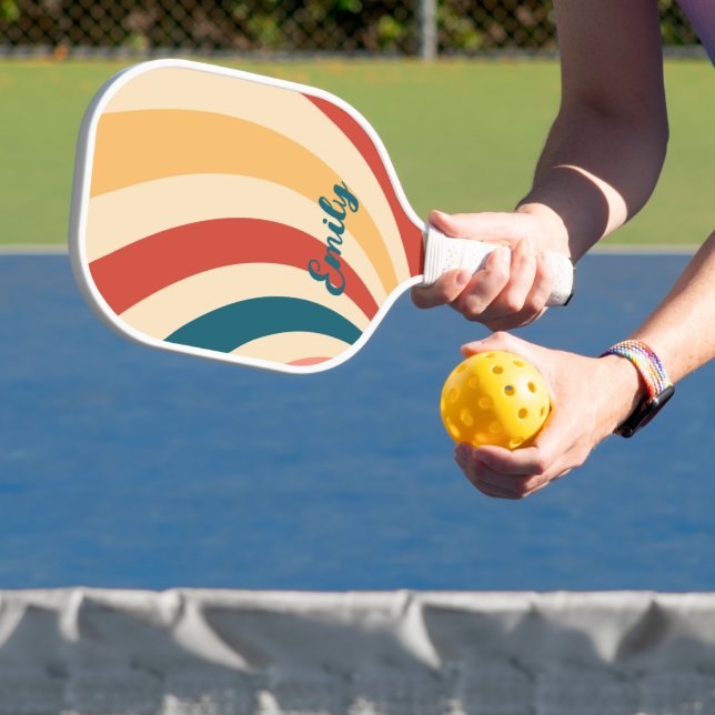  Retro Groovy Pattern Script Name Pickleball Paddle (Insitu)