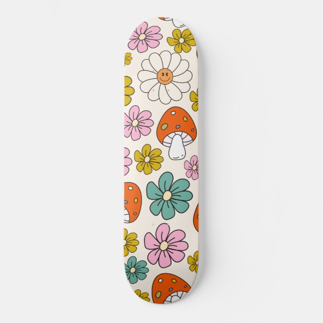 Retro Groovy Patterns 70s-60s-80s Skateboard (Front)