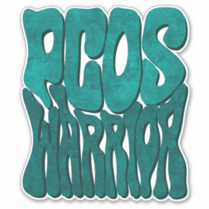 Retro Groovy PCOS WARRIOR Teal Ribbon Awareness