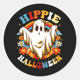 Retro Groovy Peace Hippie Halloween Vintage Floral Classic Round Sticker
