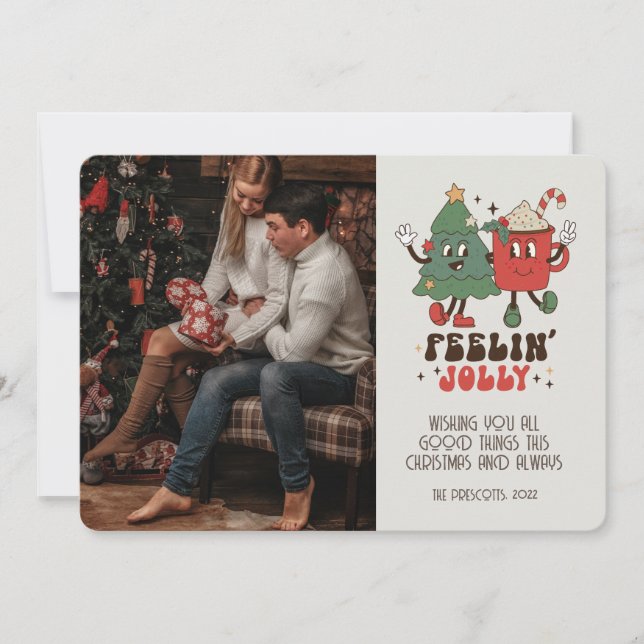 Retro Groovy Photo Christmas Cards (Front)