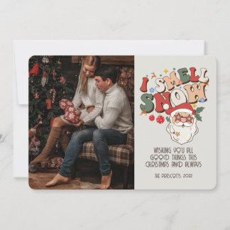 Retro Groovy Photo Christmas Santa I Smell Snow Card