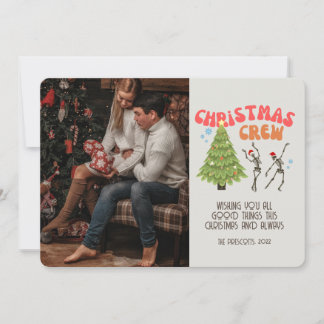 Retro Groovy Photo Christmas Skeleton Crew Card
