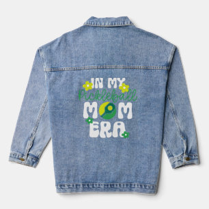 Retro Groovy Pickleball Mom Era Denim Jacket