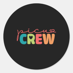 Retro Groovy Picu Crew Valentine Paediatrics Inten Classic Round Sticker