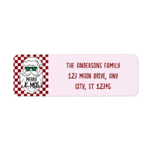 Retro Groovy Pink Chequered Santa Claus Christmas
