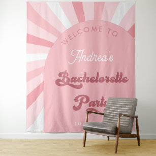 Retro Groovy Pink Girly 70s Bachelorette Party  Tapestry