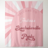 Retro Groovy Pink Girly 70s Bachelorette Party  Tapestry (Front)