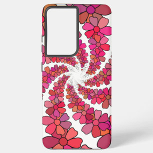 Retro groovy pink mauve flowers spiral geometric samsung galaxy case