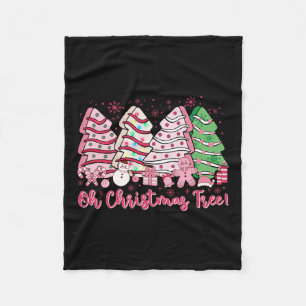 Retro Groovy Pink Oh Christmas Tree Cakes Debbie C Fleece Blanket
