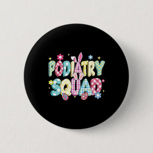 Retro Groovy Podiatry Squad Bunny Ear Funny Easter 6 Cm Round Badge