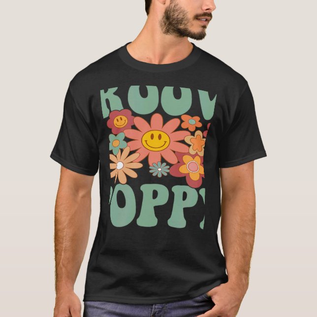Retro Groovy Poppy Matching Family 1st Birthday Pa T-Shirt (Front)